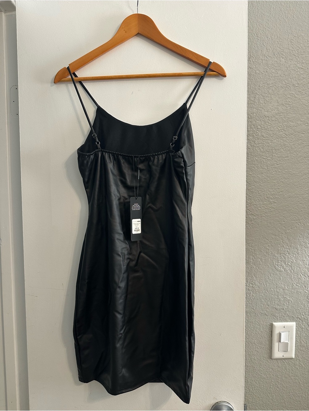 Fashion Nova Black Faux Leather Bodycon Mini Dress - Picture 3 of 4